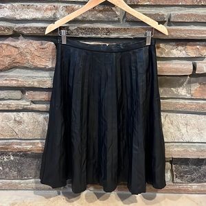 J. Crew Black Faux Leather Pleated Circle Skirt